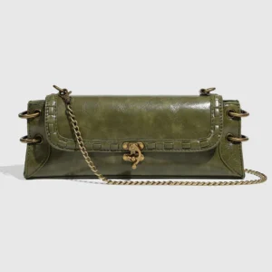 2025 marque de luxe concepteur longue Style pochette femmes Vintage tour serrure faux cuir sac à bandoulière avec chaîne